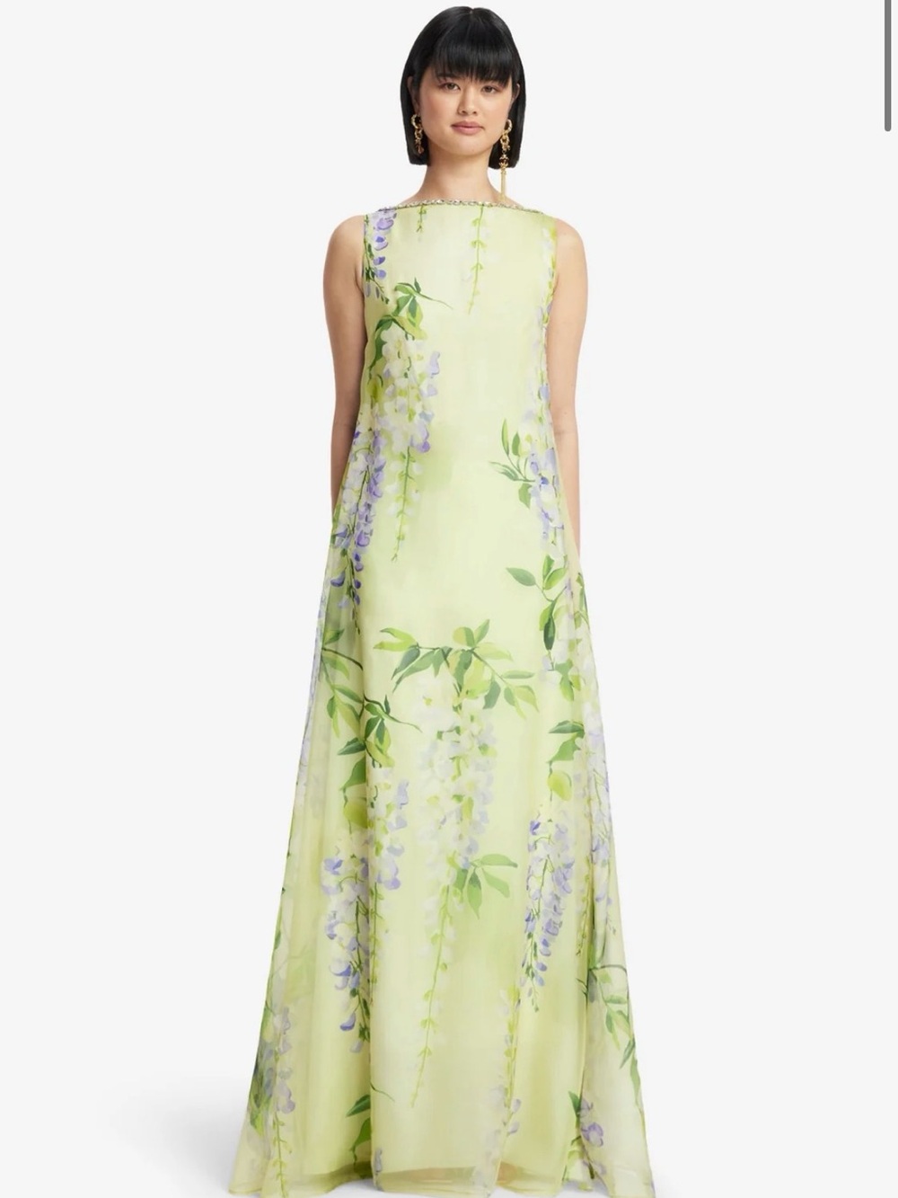 LEO LIN Yumei Silk Floral Embellished Open Back Gown Dress US 6